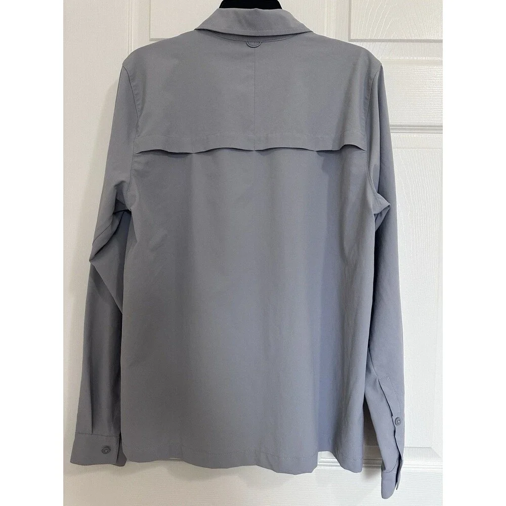 The North Face Mens Woven Polyester Button-Up Long Sleeve Gray UV S